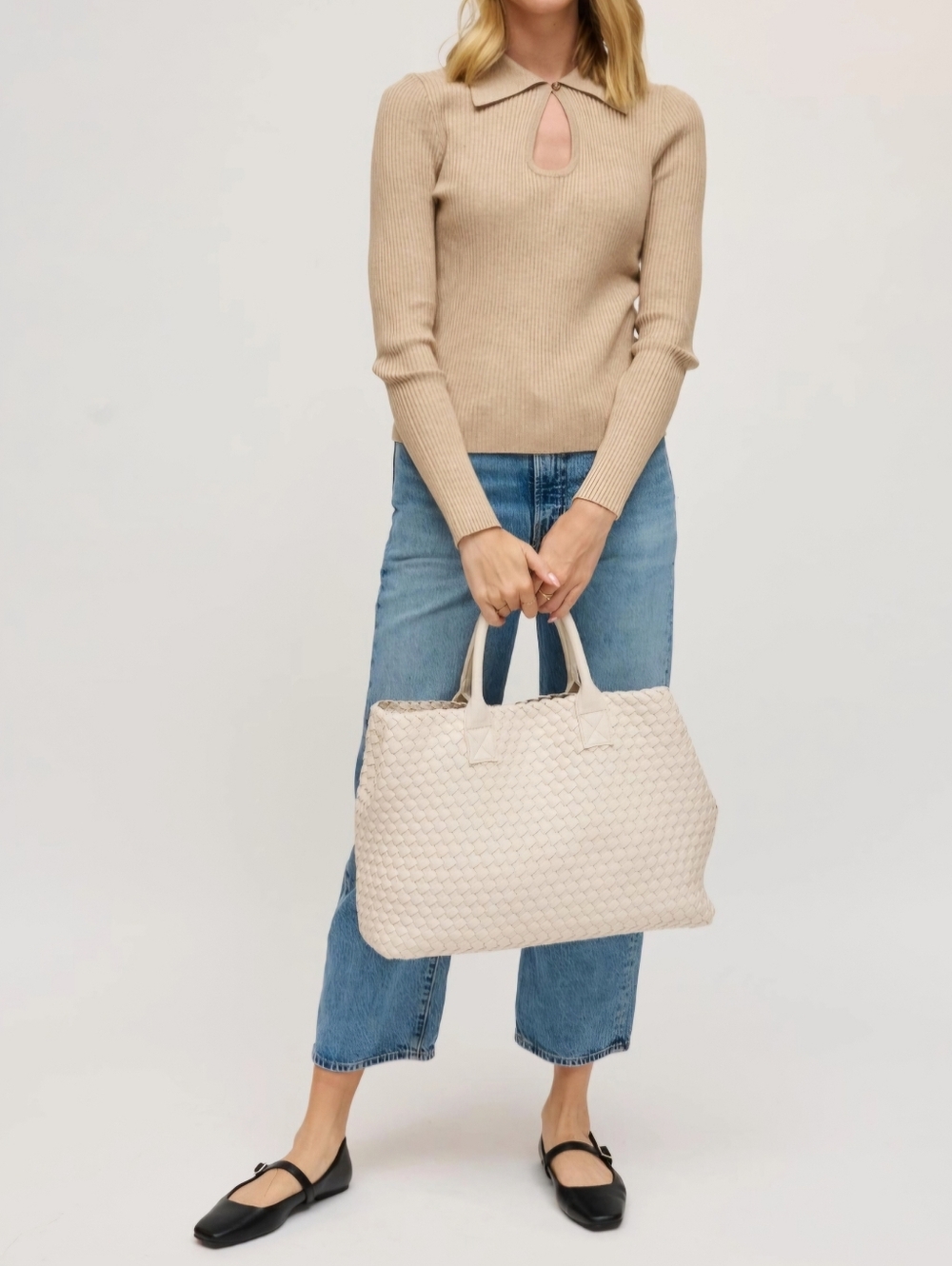 #97387 Fabulous Ithaca Woven Vegan Leather Tote Bag Handbag - Picture 5 of 7